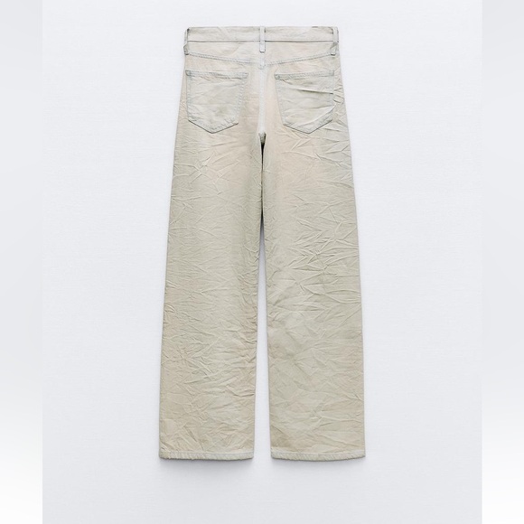 Zara MID WAIST WRINKLE EFFECT COATED JEANS - Picture 3 of 3
